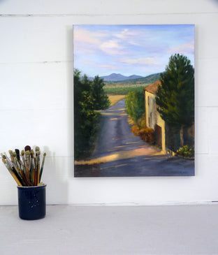 Original art for sale at UGallery.com | Tuscan Morning, Light on the Road by Elizabeth Garat | $1,625 | oil painting | 30' h x 24' w | photo 3