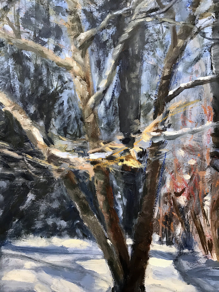 Winter Study, Light and Shadows by Elizabeth Garat |  Closeup View of Artwork 