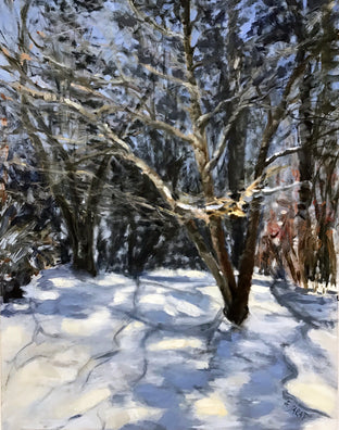 Original art for sale at UGallery.com | Winter Study, Light and Shadows by Elizabeth Garat | $750 | oil painting | 18' h x 14' w | photo 1