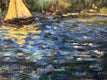 Original art for sale at UGallery.com | Yellow Sail on Patriot Lake by Elizabeth Garat | $900 | oil painting | 16' h x 20' w | thumbnail 4