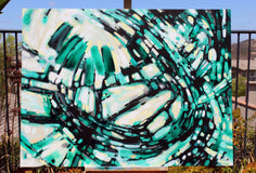 Original art for sale at UGallery.com | Emerald Circus by Marie-Eve Champagne | $1,800 | acrylic painting | 36' h x 48' w | thumbnail 3
