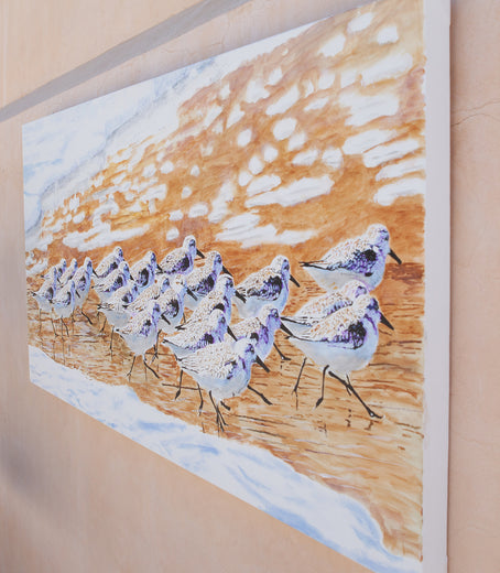 A Slalom of Sanderlings by Emil Morhardt |  Side View of Artwork 