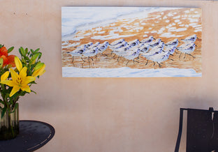 Original art for sale at UGallery.com | A Slalom of Sanderlings by Emil Morhardt | $2,975 | acrylic painting | 24' h x 48' w | photo 3