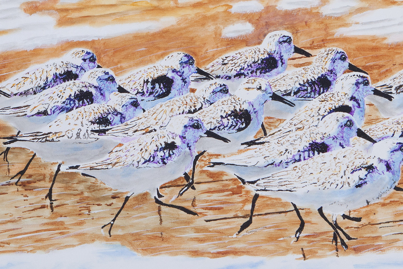 A Slalom of Sanderlings by Emil Morhardt |  Closeup View of Artwork 