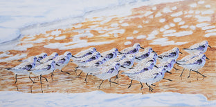 Original art for sale at UGallery.com | A Slalom of Sanderlings by Emil Morhardt | $2,975 | acrylic painting | 24' h x 48' w | photo 1