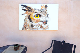 Original art for sale at UGallery.com | A Watchful Great Horned Owl by Emil Morhardt | $1,925 | acrylic painting | 24' h x 36' w | photo 3