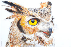 Original art for sale at UGallery.com | A Watchful Great Horned Owl by Emil Morhardt | $1,925 | acrylic painting | 24' h x 36' w | thumbnail 1