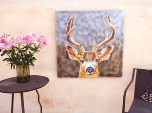 Original art for sale at UGallery.com | Big Deer by Emil Morhardt | $2,475 | acrylic painting | 40' h x 40' w | photo 3