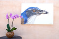Original art for sale at UGallery.com | California Scrub-Jay by Emil Morhardt | $1,925 | acrylic painting | 24' h x 36' w | thumbnail 3