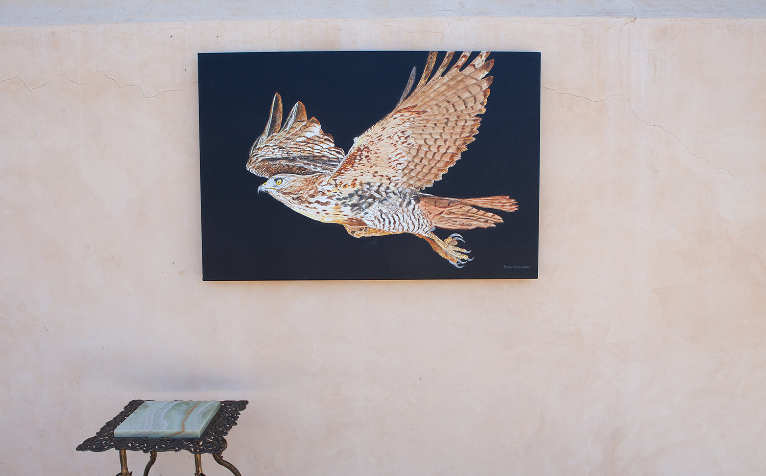 Red-Tailed Hawk at Night by Emil Morhardt |  Closeup View of Artwork 