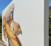 Original art for sale at UGallery.com | Red-Tailed Hawk on the Hunt by Emil Morhardt | $3,575 | acrylic painting | 24' h x 48' w | thumbnail 2