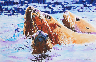 Original art for sale at UGallery.com | Steller Sea Lions at Sea by Emil Morhardt | $1,925 | acrylic painting | 24' h x 36' w | photo 1