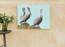 Original art for sale at UGallery.com | Three Pelicans by Emil Morhardt | $3,100 | acrylic painting | 36' h x 48' w | thumbnail 3