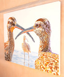 Original art for sale at UGallery.com | Three Whimbrels in Conversation by Emil Morhardt | $3,100 | acrylic painting | 36' h x 48' w | thumbnail 2