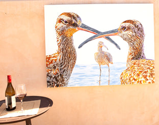 Original art for sale at UGallery.com | Three Whimbrels in Conversation by Emil Morhardt | $3,100 | acrylic painting | 36' h x 48' w | photo 3