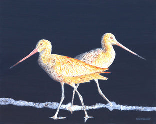 Original art for sale at UGallery.com | Two Godwits at Night by Emil Morhardt | $1,775 | acrylic painting | 24' h x 30' w | photo 1