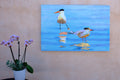 Original art for sale at UGallery.com | Two Tentative Terns by Emil Morhardt | $1,925 | acrylic painting | 24' h x 36' w | thumbnail 3