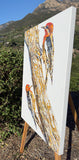 Original art for sale at UGallery.com | Woodpeckers on Tree by Emil Morhardt | $1,925 | acrylic painting | 36' h x 24' w | thumbnail 2