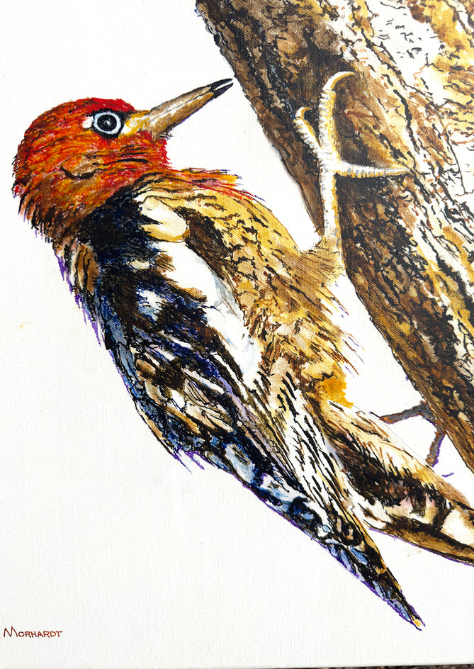 Woodpeckers on Tree by Emil Morhardt |  Closeup View of Artwork 