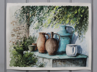 Original art for sale at UGallery.com | Ceramics by Erika Fabokne Kocsi | $500 | watercolor painting | 10' h x 13' w | photo 2