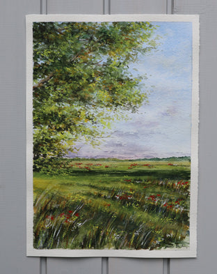 Original art for sale at UGallery.com | Distant Poppies by Erika Fabokne Kocsi | $500 | watercolor painting | 9' h x 13' w | photo 4