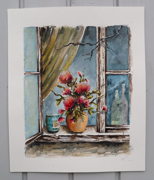 Original art for sale at UGallery.com | Evening by Erika Fabokne Kocsi | $500 | watercolor painting | 8' h x 10' w | photo 2