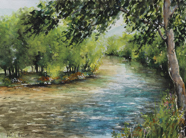 watercolor painting by Erika Fabokne Kocsi titled River Bend