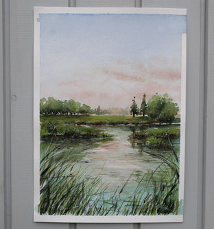 Original art for sale at UGallery.com | Sunset by Erika Fabokne Kocsi | $500 | watercolor painting | 11' h x 5' w | photo 2