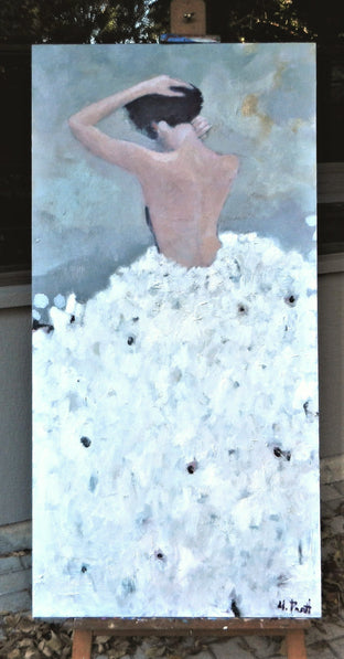 Evening Figure In White Dress by Mary Pratt |   Closeup View of Artwork 