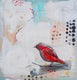 Original art for sale at UGallery.com | Little Red Bird N1 by Evgenia Smirnova | $550 | mixed media artwork | 11.8' h x 11.8' w | thumbnail 1