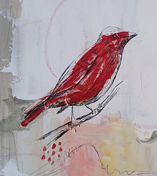 Little Red Bird N2 by Evgenia Smirnova |   Closeup View of Artwork 
