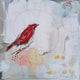 Original art for sale at UGallery.com | Little Red Bird N2 by Evgenia Smirnova | $550 | mixed media artwork | 11.8' h x 11.8' w | thumbnail 1