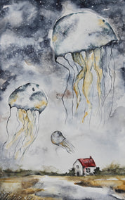watercolor painting by Evgenia Smirnova titled Become the Moon