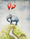 Original art for sale at UGallery.com | Elephant on the Hill by Evgenia Smirnova | $600 | watercolor painting | 23' h x 15' w | thumbnail 4