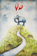 Original art for sale at UGallery.com | Elephant on the Hill by Evgenia Smirnova | $600 | watercolor painting | 23' h x 15' w | thumbnail 1