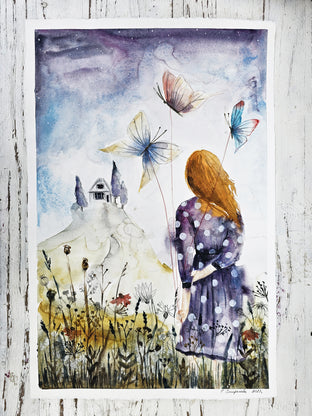 Original art for sale at UGallery.com | In the Flower Field by Evgenia Smirnova | $600 | watercolor painting | 23' h x 15' w | photo 3