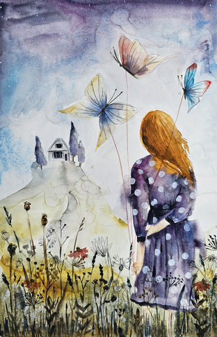 Original art for sale at UGallery.com | In the Flower Field by Evgenia Smirnova | $600 | watercolor painting | 23' h x 15' w | photo 1