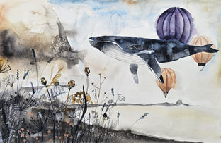 Original art for sale at UGallery.com | Over the Beach by Evgenia Smirnova | $600 | watercolor painting | 15' h x 23' w | photo 1