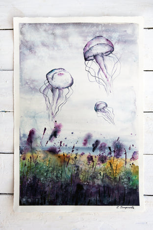 Purple Jellyfishes by Evgenia Smirnova |  Context View of Artwork 