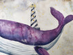 Original art for sale at UGallery.com | Purple Whale by Evgenia Smirnova | $600 | watercolor painting | 15' h x 23' w | thumbnail 2