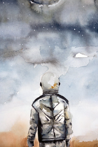 Original art for sale at UGallery.com | The Astronaut by Evgenia Smirnova | $600 | watercolor painting | 23' h x 15' w | photo 3