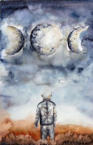 Original art for sale at UGallery.com | The Astronaut by Evgenia Smirnova | $600 | watercolor painting | 23' h x 15' w | photo 1