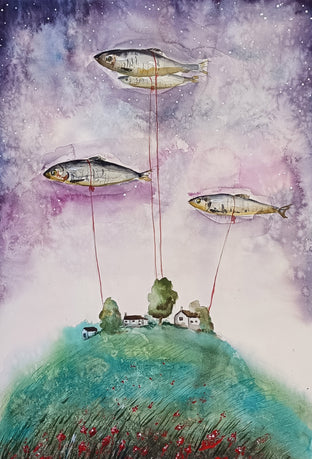 Original art for sale at UGallery.com | The Silence of the Night by Evgenia Smirnova | $600 | watercolor painting | 23' h x 15' w | photo 1