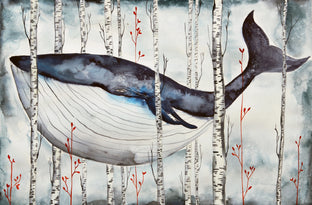 Original art for sale at UGallery.com | Whale in the Birch Woods by Evgenia Smirnova | $600 | watercolor painting | 15' h x 23' w | photo 1