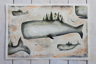 Whales Sunrise by Evgenia Smirnova |  Side View of Artwork 