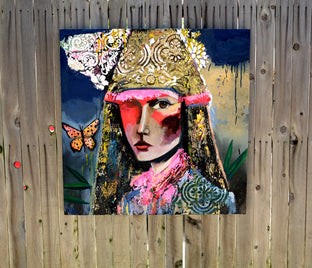 Original art for sale at UGallery.com | Exposed Eye and Butterfly by Scott Dykema | $3,100 | mixed media artwork | 36' h x 36' w | photo 3