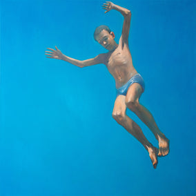 oil painting by Nata Zaikina titled Falling in Blue