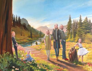 Original art for sale at UGallery.com | Family Portrait Commission by Jesse Aldana | $2,000 | oil painting | 28' h x 36' w | photo 1