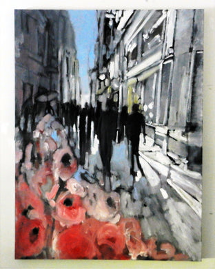 Original art for sale at UGallery.com | Fashion Week by Mary Pratt | $3,200 | oil painting | 48' h x 36' w | photo 2