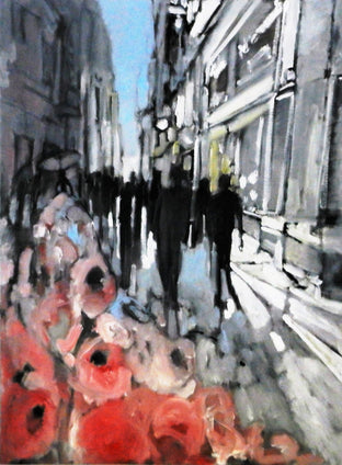 Original art for sale at UGallery.com | Fashion Week by Mary Pratt | $3,200 | oil painting | 48' h x 36' w | photo 4